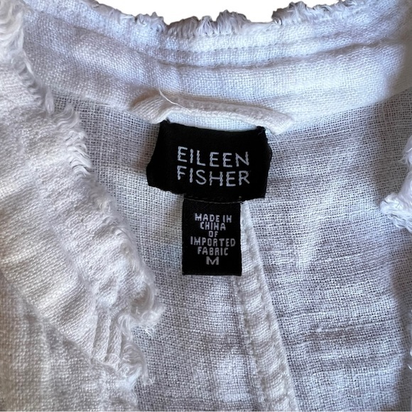 Eileen Fisher White Irish Linen Blazer Jacket Shaket Size Medium - Picture 9 of 9